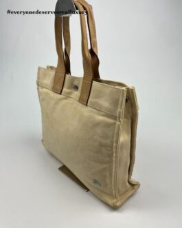 Blue Label Brown Khaki Canvas Tote Bag